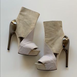 Platform open toe stiletto ankle booties